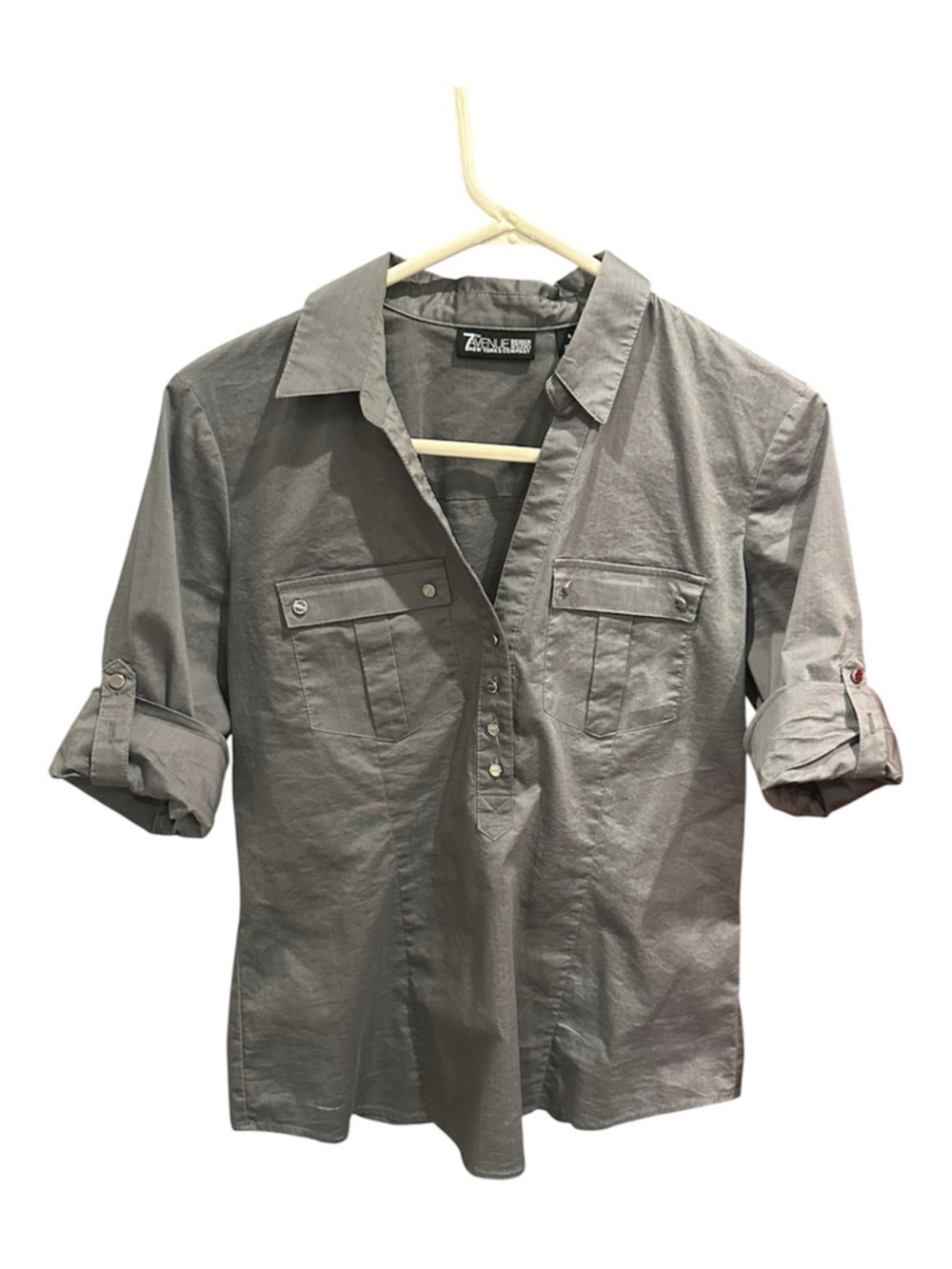 New York & Co. Women’s Gray Button-Placket Casual Shirt